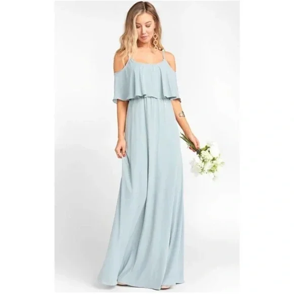 Show Me Your MuMu | Dresses | Nwt Caitlin Ruffle Maxi Dress Silver Sage  Crisp Show Me Your Mumu | Poshmark